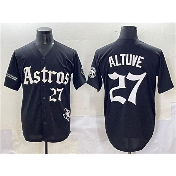 Houston Astros #27 Jose Altuve Black MIKSHPS Gothic 'Houston Born Barrio Raised' Limited Stitched Jersey