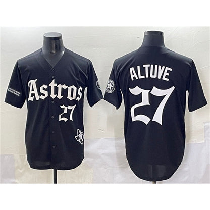 Houston Astros #27 Jose Altuve Black MIKSHPS Gothic 'Houston Born Barrio Raised' Limited Stitched Jersey