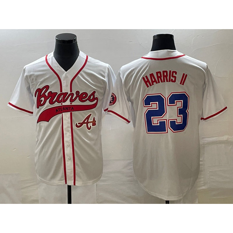 Atlanta Braves #23 Michael Harris II White MIKSHPS Cool Base With Patch Stitched Jersey
