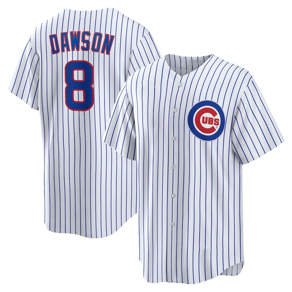 Chicago Cubs #8 Andre Dawson White MIKSHPS Home Retired Player Replica Jersey