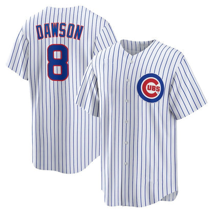 Chicago Cubs #8 Andre Dawson White MIKSHPS Home Retired Player Replica Jersey