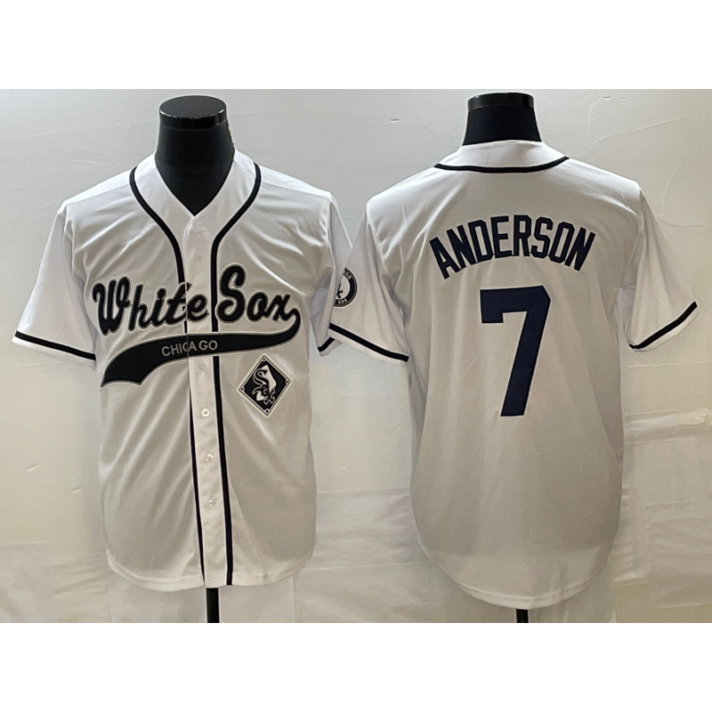 Chicago White Sox #7 Tim Anderson White MIKSHPS Cool Base Stitched Jersey 2