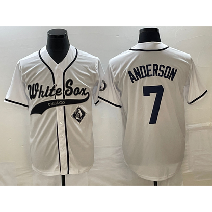 Chicago White Sox #7 Tim Anderson White MIKSHPS Cool Base Stitched Jersey 2