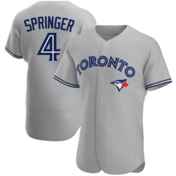Toronto Blue Jays #4 George Springer Gray MIKSHPS Flex Base Stitched Jersey