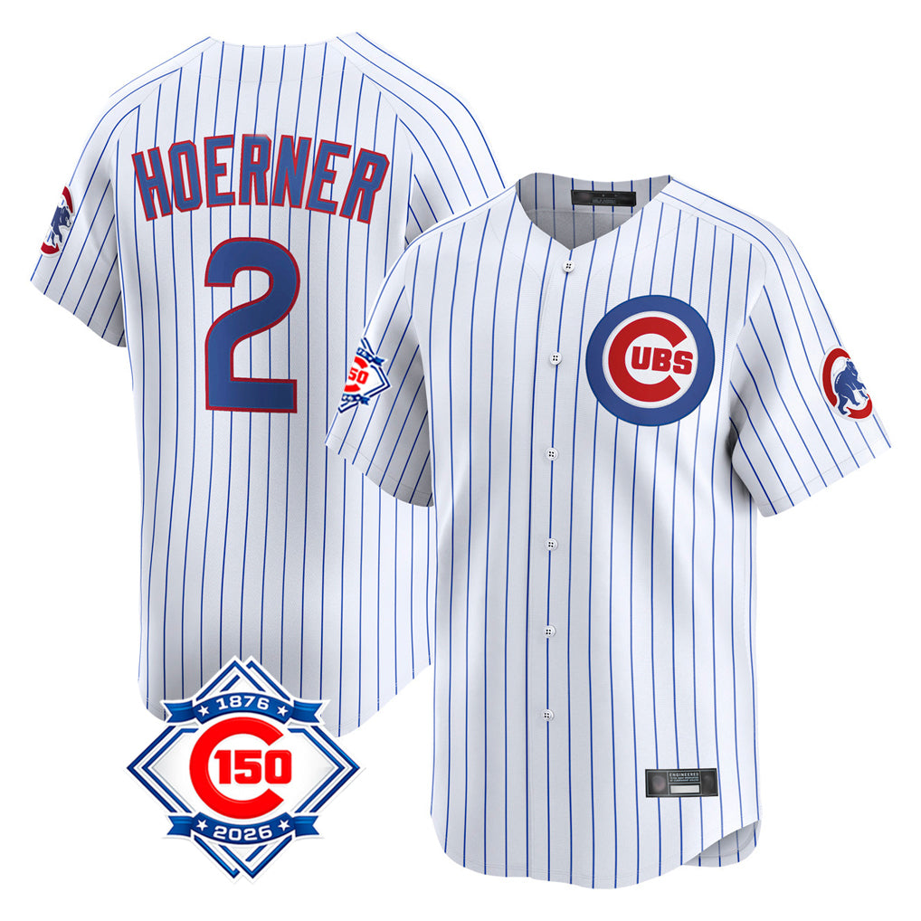 Chicago Cubs #2 Nico Hoerner Player White MIKSHPS 150th Anniversary Limited Home Game Stitched Jerseys