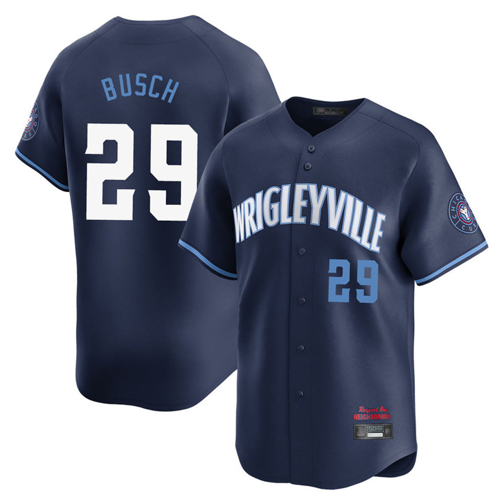 Chicago Cubs #29 Michael Busch Player Navy MIKSHPS City Connect Limited Home Stitched Jerseys