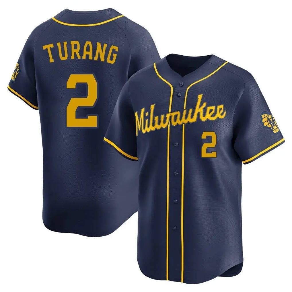 Milwaukee Brewers #2 Brice Turang Player Navy MIKSHPS Home Limited Stitched Jerseys