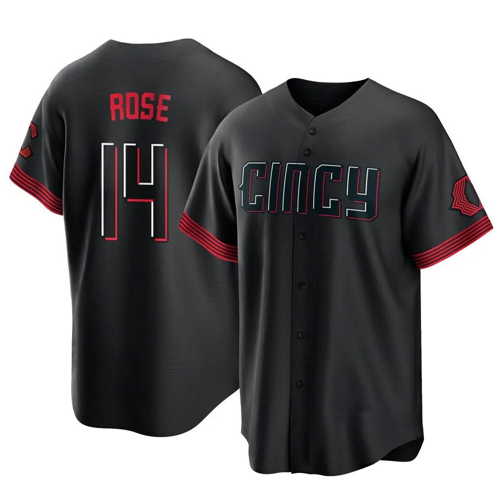 Cincinnati Reds #14 Pete Rose Player Black MIKSHPS City Connect Home Game Stitched Jerseys
