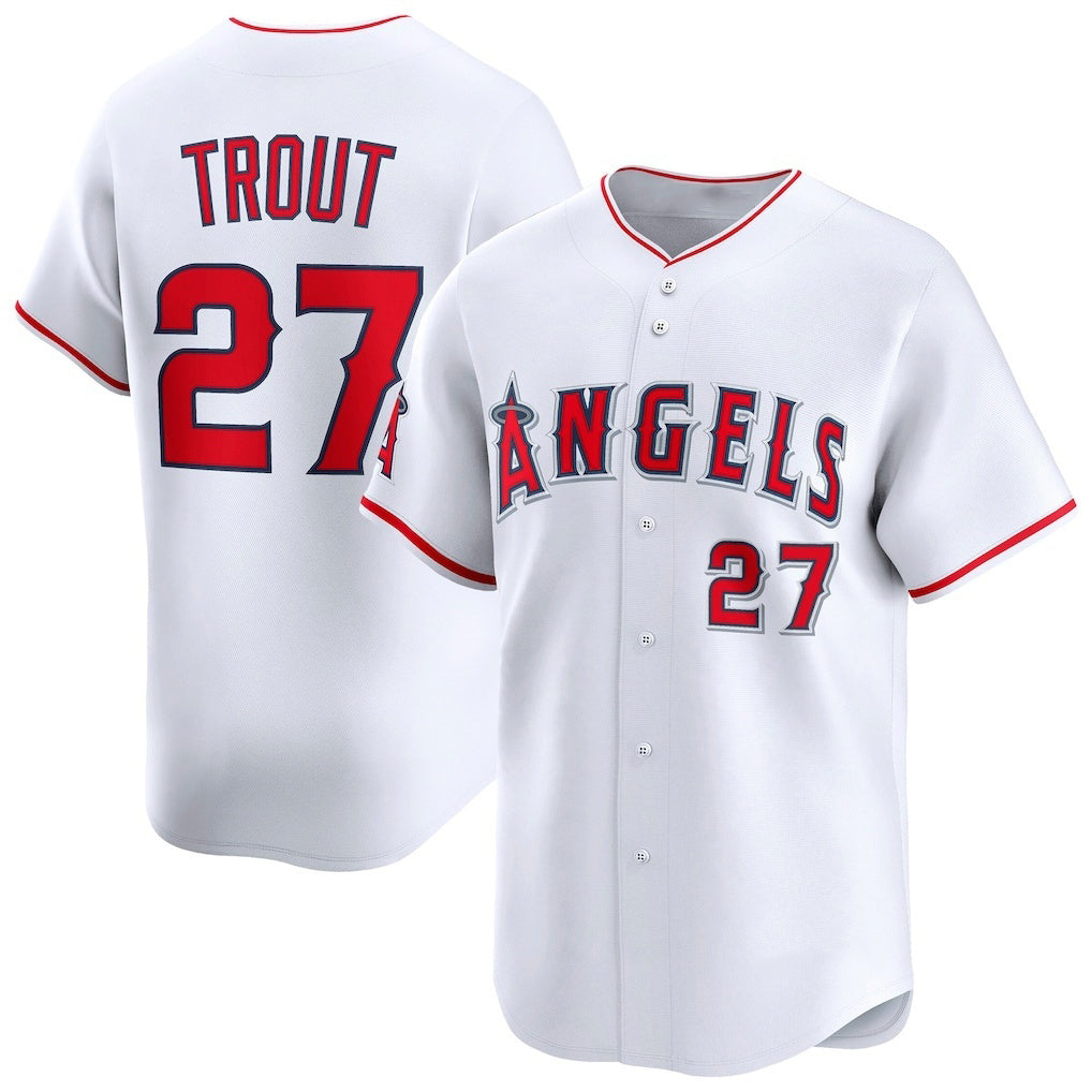 Los Angeles Angels #27 Mike Trout White MIKSHPS Home Limited Player Jersey