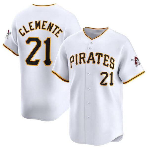 Pittsburgh Pirates #21 Roberto Clemente White MIKSHPS Home Limited Stitched Jersey