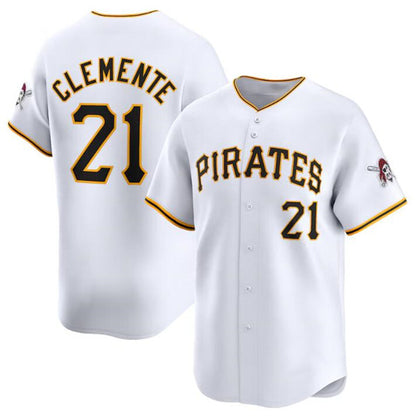 Pittsburgh Pirates #21 Roberto Clemente White MIKSHPS Home Limited Stitched Jersey