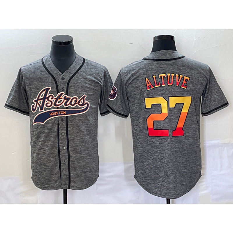 Houston Astros #27 Jose Altuve Grey MIKSHPS Gridiron Cool Base Stitched Jersey