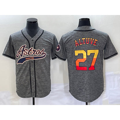 Houston Astros #27 Jose Altuve Grey MIKSHPS Gridiron Cool Base Stitched Jersey