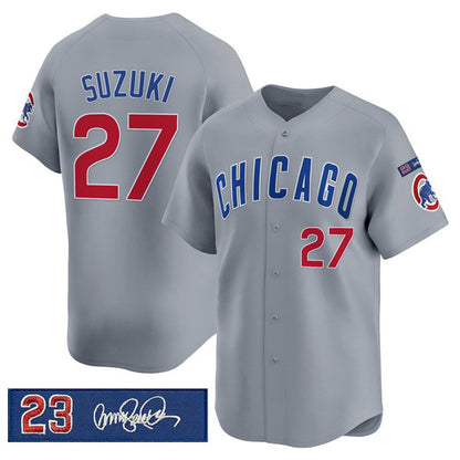 Chicago Cubs #27 Seiya Suzuki Gray MIKSHPS 'Ryne Sandberg Tribute' Vapor Limited V3 Stitched Jersey