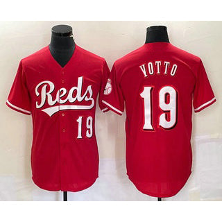 Cincinnati Reds #19 Joey Votto Number Red MIKSHPS Cool Base Stitched Jersey