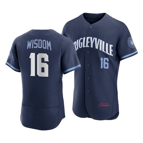 Chicago Cubs #16 Patrick Wisdom 2021 Navy MIKSHPS City Connect Stitched Jersey