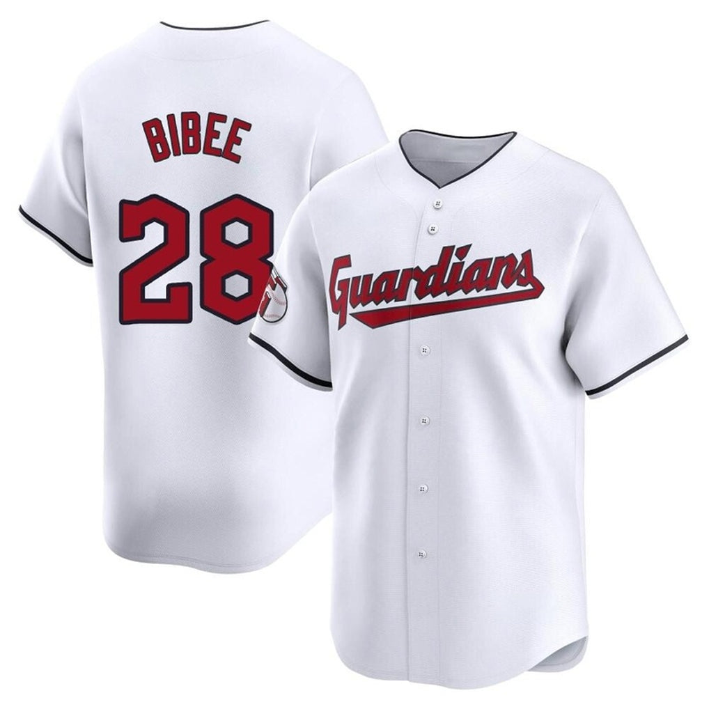Cleveland Guardians #28 Tanner Bibee Player White MIKSHPS Limited Home Stitched Jerseys