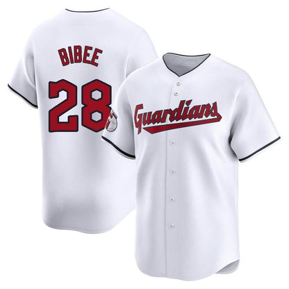 Cleveland Guardians #28 Tanner Bibee Player White MIKSHPS Limited Home Stitched Jerseys