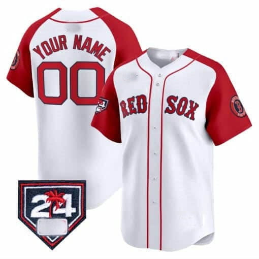 Custom Boston Red Sox 2024 Spring Training Patch Vapor Premier Limited Jersey ¨C  White Red MIKSHPS