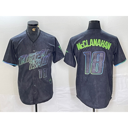 Tampa Bay Rays #18 Shane McClanahan Number Charcoal MIKSHPS 2024 City Connect Limited Stitched Jersey 2