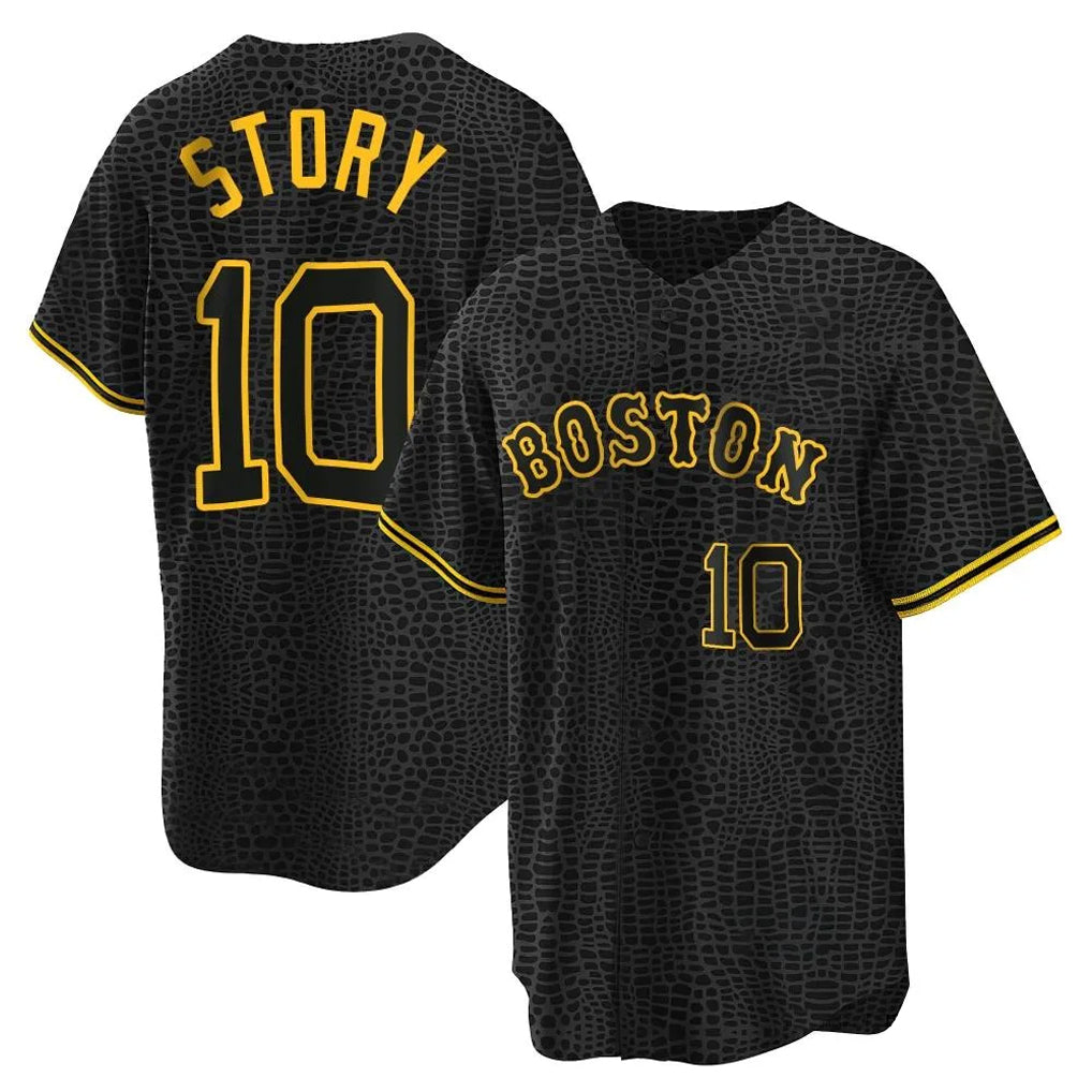 Boston Red Sox #10 Trevor Story Player Black MIKSHPS Snake Skin City Home Game Stitched Jerseys