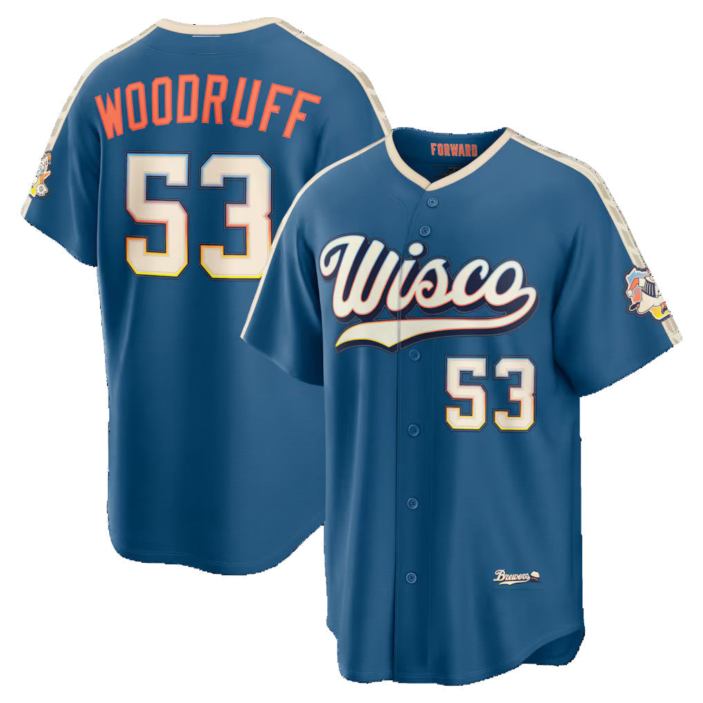 Milwaukee Brewers #53 Brandon Woodruff Mineral Blue MIKSHPS 2026 City Connect Stadium Jersey