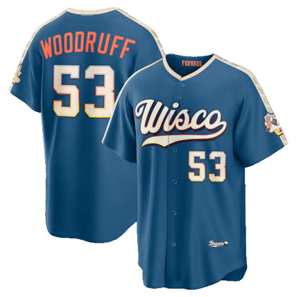 Milwaukee Brewers #53 Brandon Woodruff Mineral Blue MIKSHPS 2026 City Connect Stadium Jersey