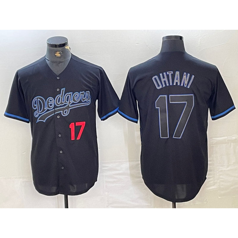 Los Angeles Dodgers #17 Shohei Ohtani Number Lights Out Black MIKSHPS Fashion Stitched Cool Base Jersey