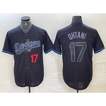 Los Angeles Dodgers #17 Shohei Ohtani Number Lights Out Black MIKSHPS Fashion Stitched Cool Base Jersey