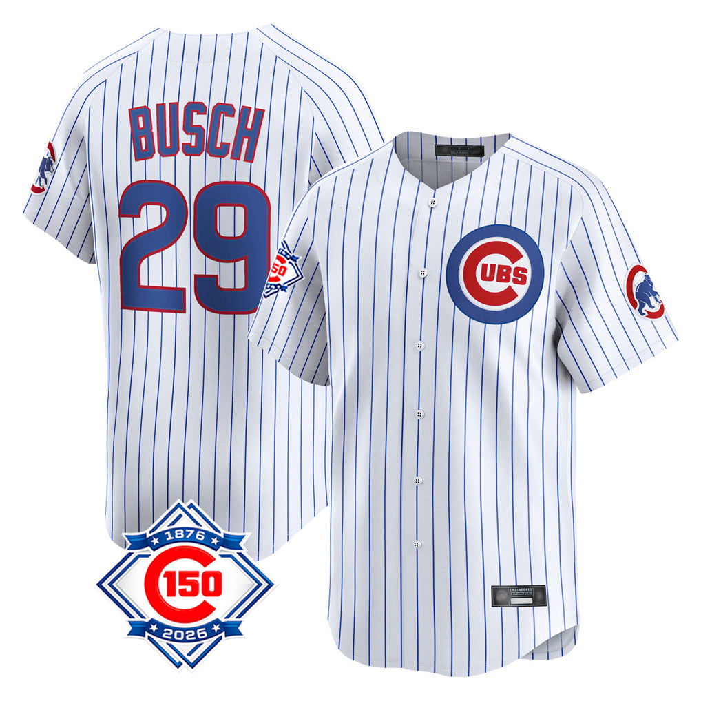 Chicago Cubs #29 Michael Busch Player White MIKSHPS 150th Anniversary Limited Home Game Stitched Jerseys