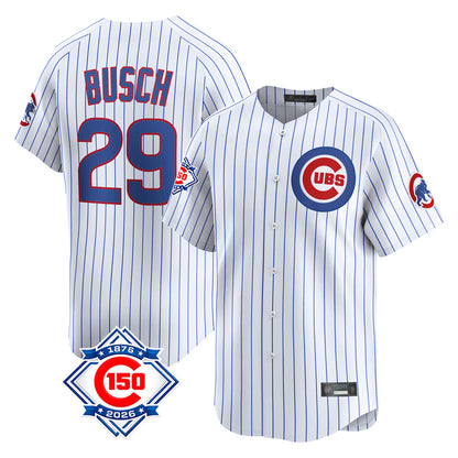 Chicago Cubs #29 Michael Busch Player White MIKSHPS 150th Anniversary Limited Home Game Stitched Jerseys