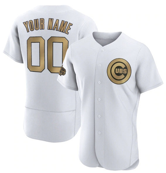 Custom Chicago Cubs Active Player White MIKSHPS 2022 All-Star Flex Base Stitched Jersey