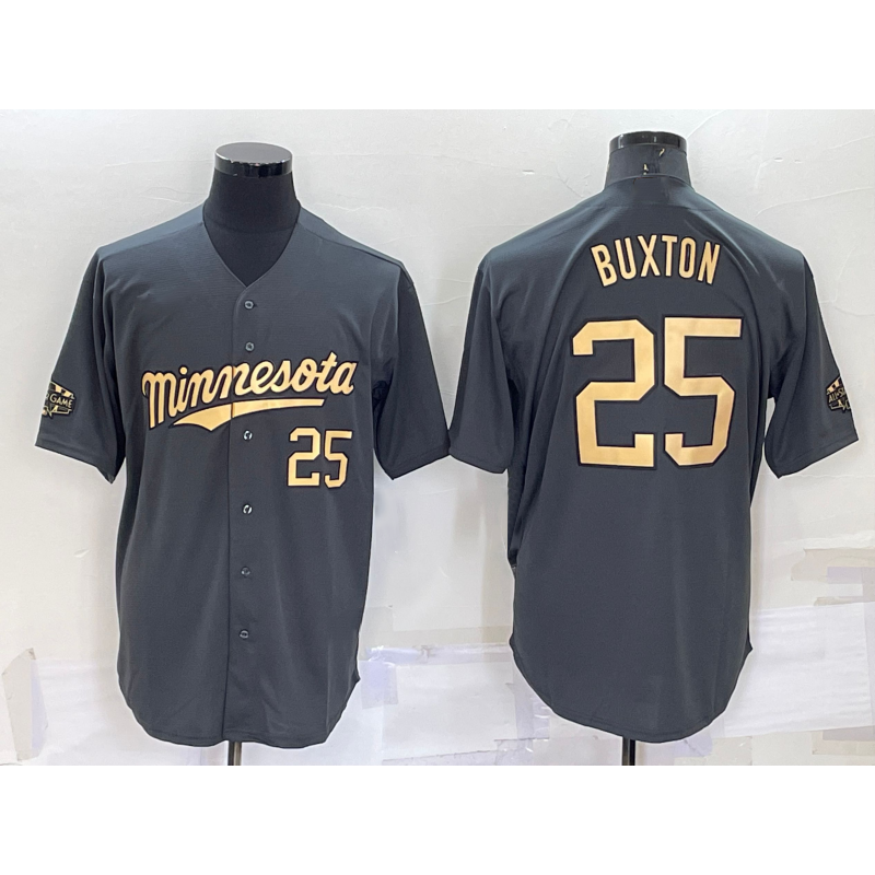 Minnesota Twins #25 Byron Buxton Number Grey MIKSHPS 2022 All Star Stitched Cool Base Jersey