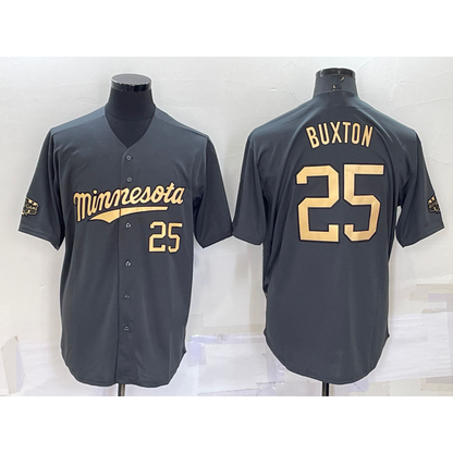 Minnesota Twins #25 Byron Buxton Number Grey MIKSHPS 2022 All Star Stitched Cool Base Jersey