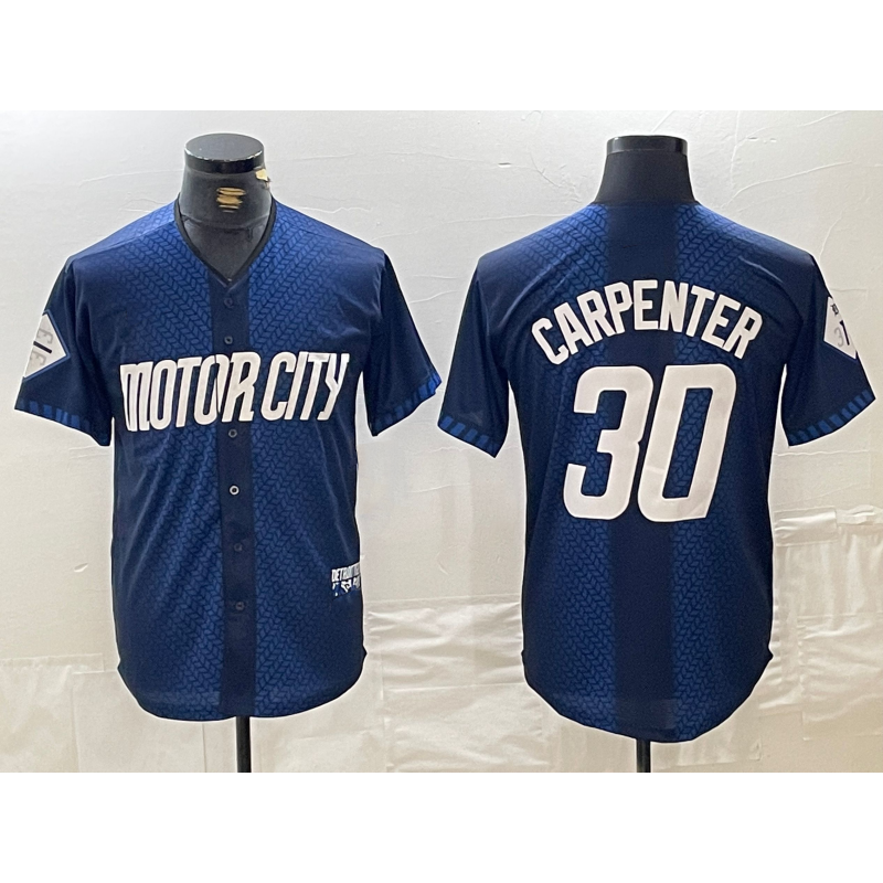Detroit Tigers #30 Kerry Carpenter 2024 Navy MIKSHPS City Connect Cool Base Limited Stitched Jersey