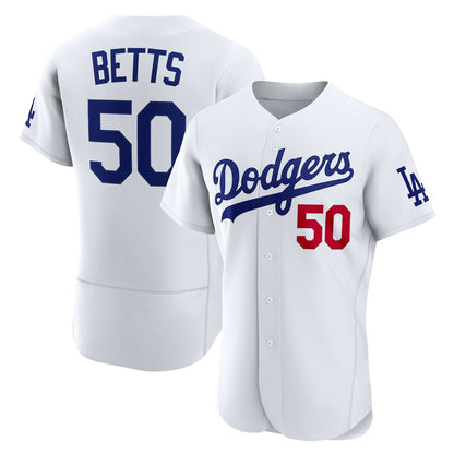 Los Angeles Dodgers #50 Mookie Betts White MIKSHPS Home Authentic Jersey