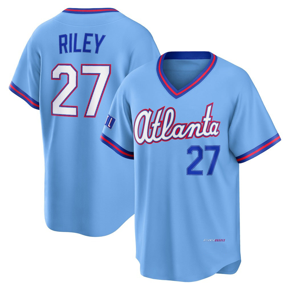 Atlanta Braves #27 Austin Riley Powder Blue MIKSHPS 2026 City Connect Stadium Jersey