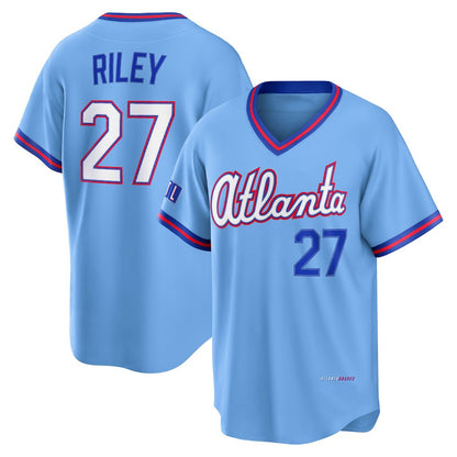 Atlanta Braves #27 Austin Riley Powder Blue MIKSHPS 2026 City Connect Stadium Jersey