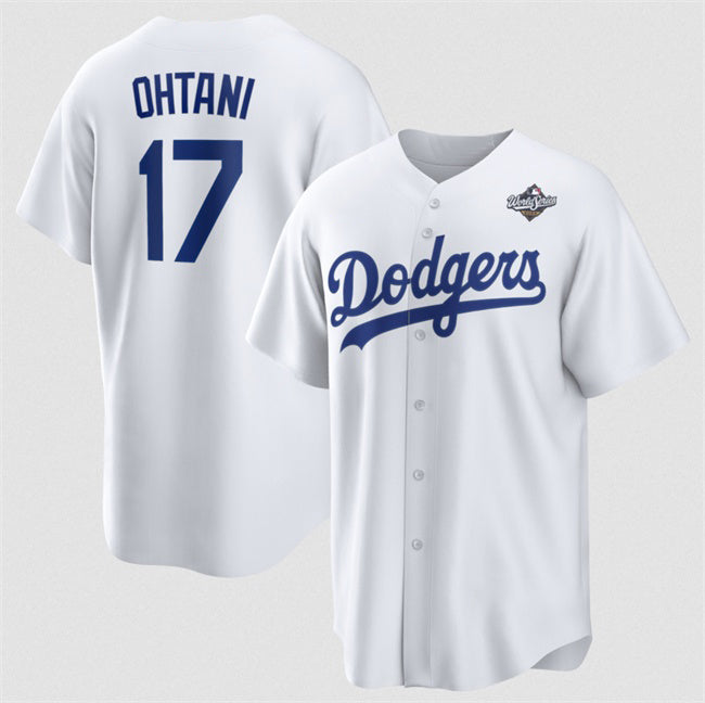 Los Angeles Dodgers #17 Shohei Ohtani White MIKSHPS 2025 World Series Home Cool Base Stitched Jersey