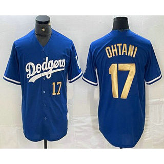 Los Angeles Dodgers #17 Shohei Ohtani Number Blue Gold MIKSHPS Stitched Cool Base Jersey 2