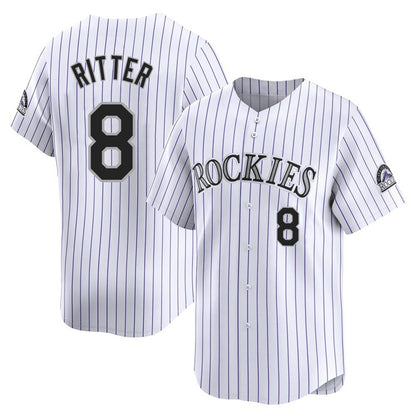 Colorado Rockies #8 Ryan Ritter Player White MIKSHPS Limited Home Stitched Jerseys