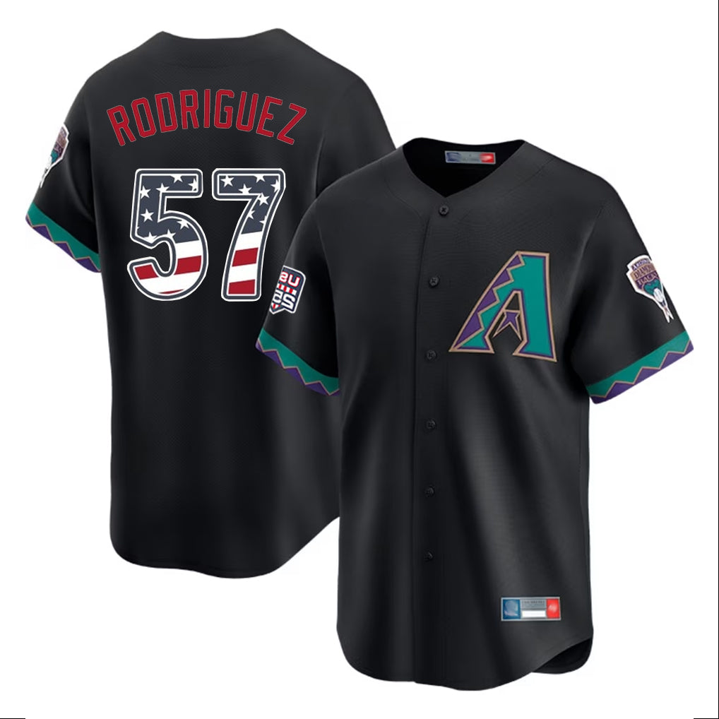 Arizona Diamondbacks #57 Eduardo Rodriguez Player Black MIKSHPS USA 250 Fourth of July Home Game Stitched Jerseys