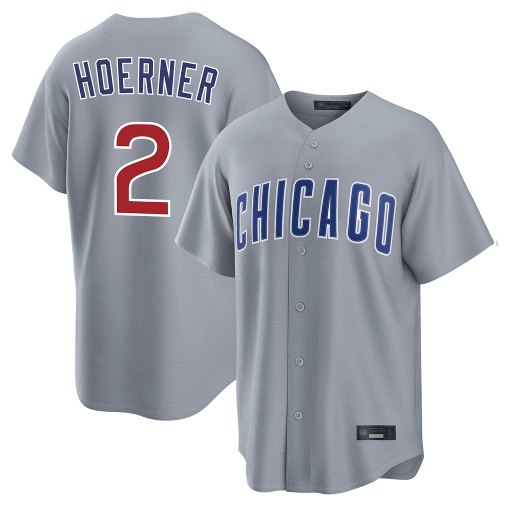 Chicago Cubs #2 Nico Hoerner Player Gray MIKSHPS Home Game Stitched Jerseys