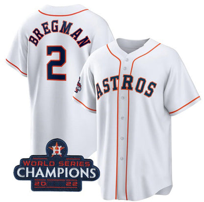 Houston Astros #2 Alex Bregman White MIKSHPS 2022 World Series Champions Home Stitched Jersey
