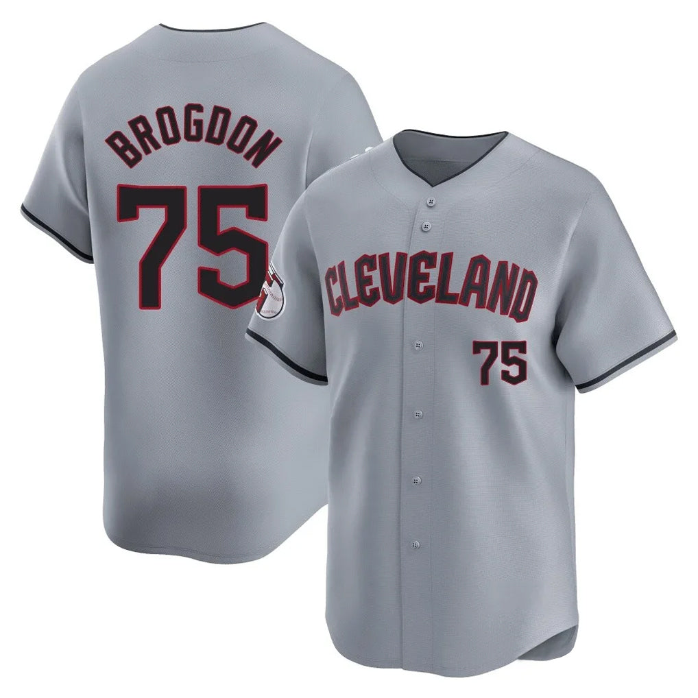Cleveland Guardians #75 Connor Brogdon Player Gray MIKSHPS Road Limited Home Stitched Jerseys