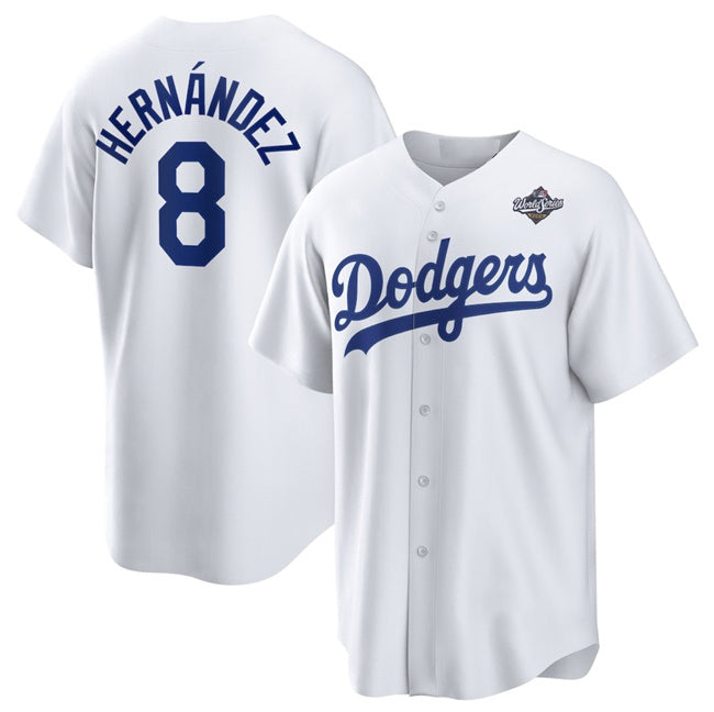 Los Angeles Dodgers #8 Enrique Hernandez White MIKSHPS 2025 World Series Home Cool Base Stitched Jersey