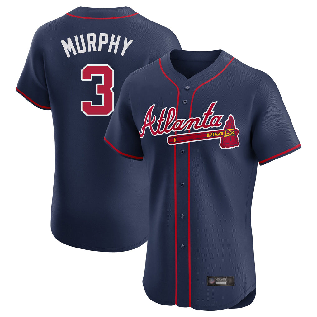 Atlanta Braves #3 Dale Murphy Player Navy MIKSHPS Limited Elite Home Game Stitched Jerseys