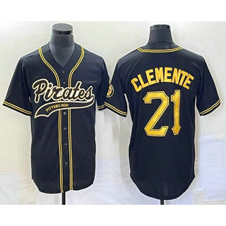 Pittsburgh Pirates #21 Roberto Clemente Black MIKSHPS Cool Base Stitched Jersey