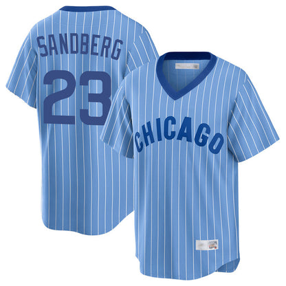 Chicago Cubs #23 Ryne Sandberg Player Blue MIKSHPS T-shirt Cooperstown Collection Limited Stitched Jerseys