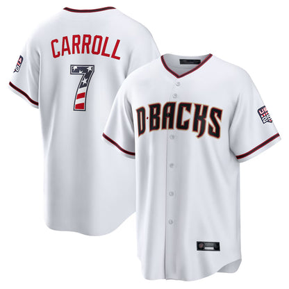 Arizona Diamondbacks #7 Corbin Carroll Player White MIKSHPS USA 250 Fourth of July Home Game Stitched Jerseys